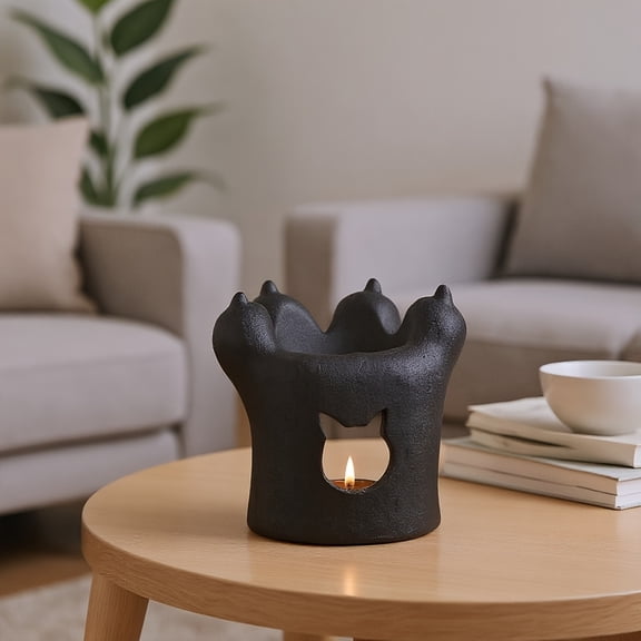 Ceramic Cat Paw Aroma Diffuser & Wax Warmer, Essential Oil Burner & Tea Light Candle Holder, Handcrafted Tabletop Decor for Home, Kitchen & Dining
