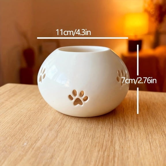 Ceramic Cat Paw Candle Holder & Wax Warmer, Oil-Rubbed Glossy Tabletop Diffuser for Scented Candles, Wax Melts & Essential Oils, Cute Home Decor & Housewarming Gift