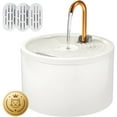 thumbnail image 1 of Ceramic Cat Water Fountain, 2.1L/71oz Ceramic Cat Fountain, Automatic Ceramic Water Fountain for Cats, Pet Water Fountain with Ultra-Quiet Pump and 3 Filters & 3 Sponges (White), 1 of 5