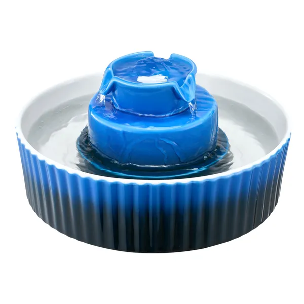 Ceramic Cat Water Fountain 2.1L Cupcake Design with Ultra-Quiet Pump,360° Drinking Area,Multi-Layer Filtration for Cats and Dogs(Blue)