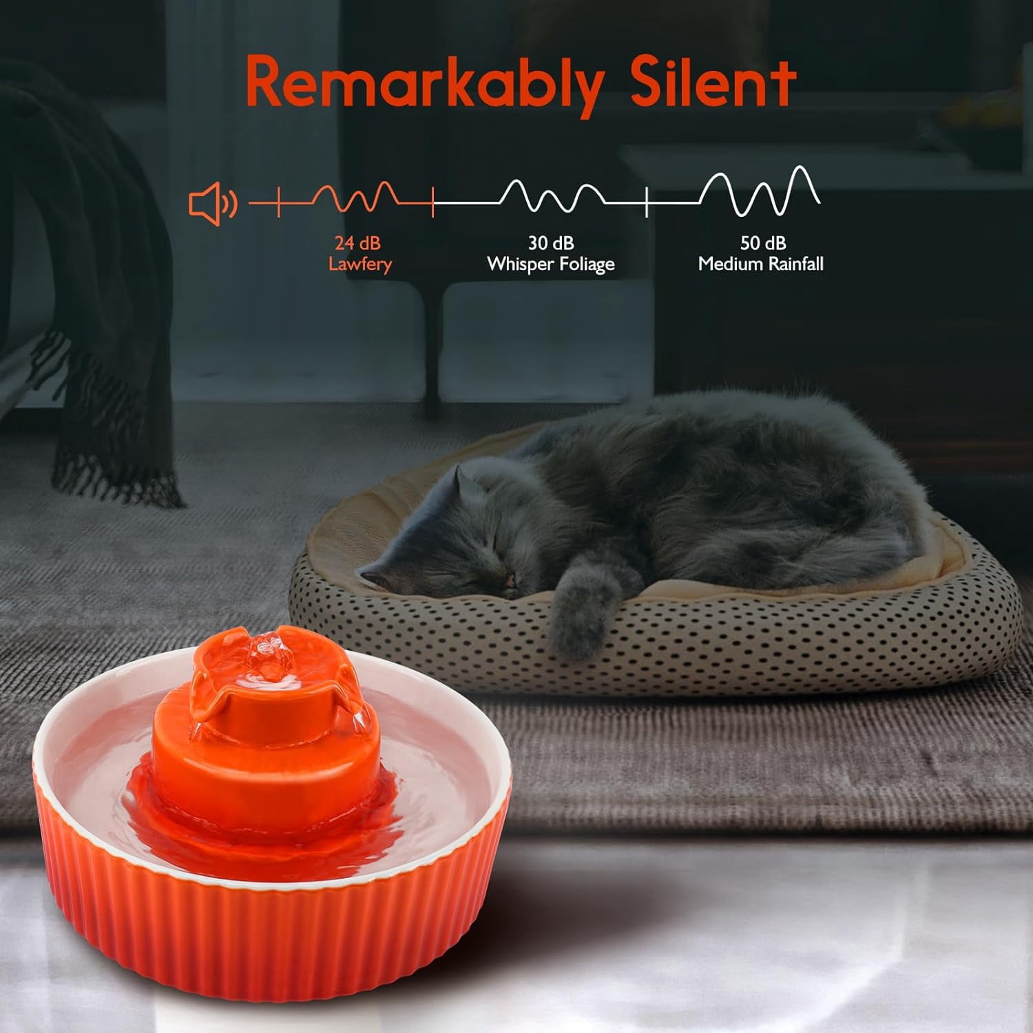 Ceramic Cat Water Fountain 2.1L with 3 Filters & 2 Pumps - Quiet Cupcake Pet Fountain for Cats Dogs