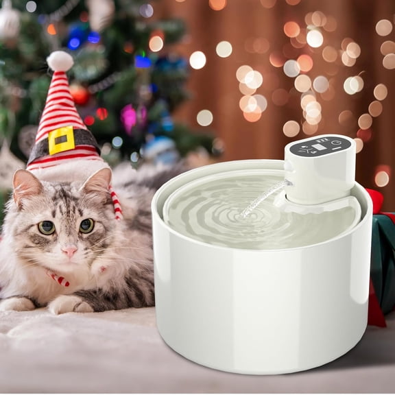 Ceramic Cat Water Fountain,Cat Water Fountain Cordless Battery Operated 78oz/2.3L with Motion SensorUltra Quiet Pump 4 Filter BPA-Free for Cats, Dogs, Multiple Pets
