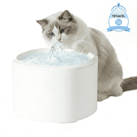 Cat Water Fountain,101oz/3L Cat Fountain for Drinking Automatic Cat Water Dispenser Bowl for Pets& Small Animals