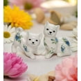 thumbnail image 1 of Ceramic Cat with Blue Roses Pattern Salt and Pepper Shakers, Cat Lover Gift, Spring Decor, 1 of 4
