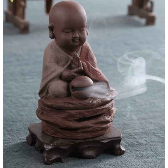 Ceramic Censer Reciting Small Monk Colored Sand Plate Incense Censer Incense Burnner
