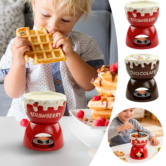 Ceramic Cheese Fondue Set Chocolate Melting Pot Ice Cream Fondue Cup Oven Style, High Temperature Resistant, Multi Functional Home Hotpot, No Candle Included