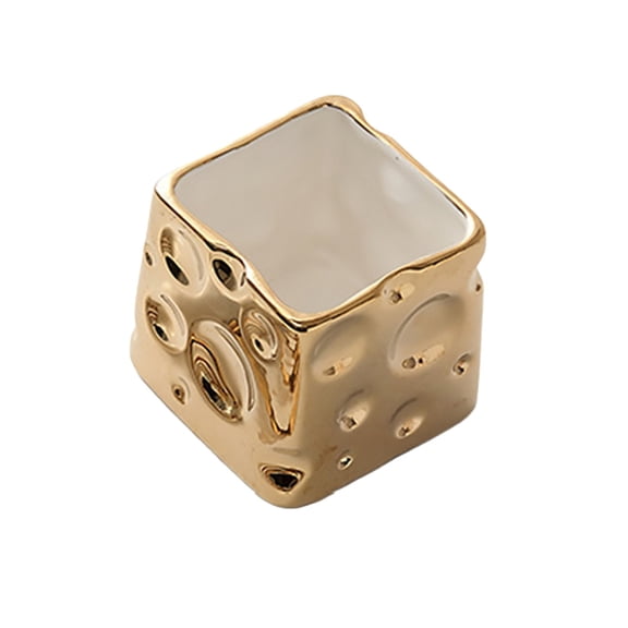 Ceramic Cheese Inspired Storage Jar - Stylish Desktop Organizer for Pen Cosmetics Jewelry and Small Accessories, Perfect for Home Office Dorm Decor