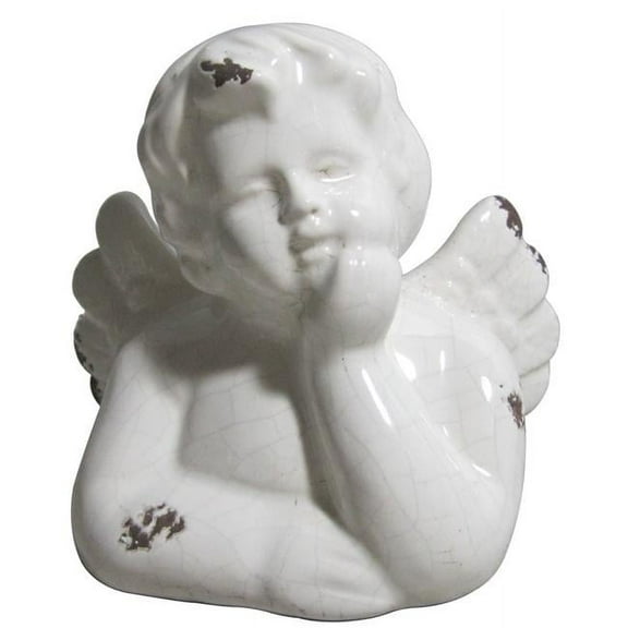 Ceramic Cherub Statue, White