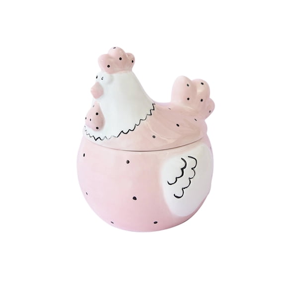 Ceramic Chicken Storage Jar With Gold Accents 7.7X6.4 Inch Easter Broken Decor Sealed Container For Candy Snacks Kitchen