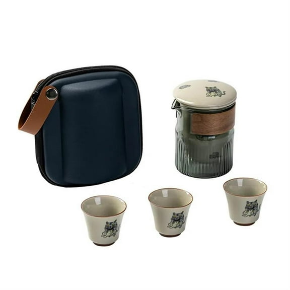 Ceramic Chinese Tea Sets Glass Quaker Pot Travel Portable Tea Infuser Teapot And Cup Set Custom Teaware One Pot Three Cups