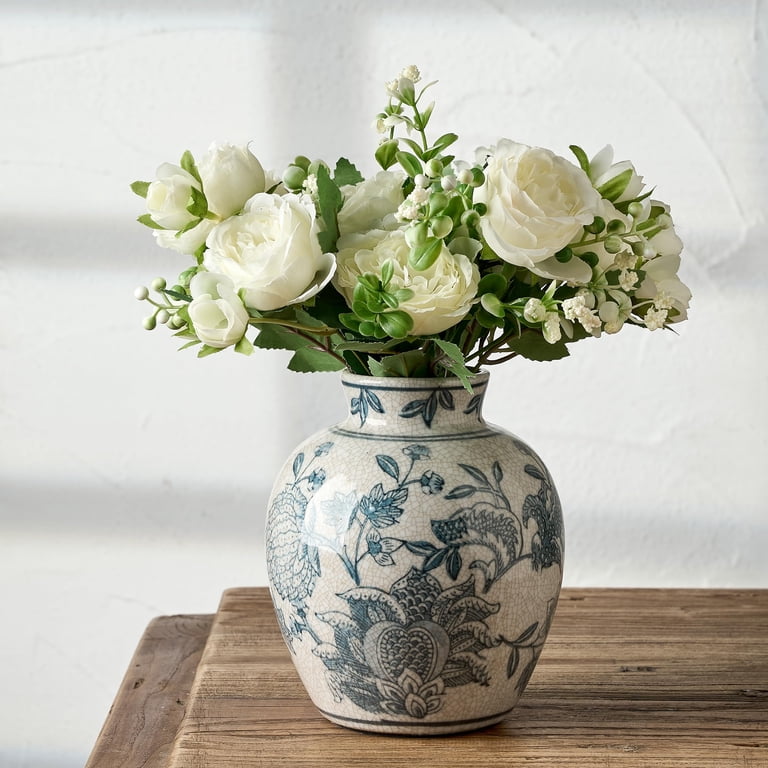 Ceramic Chinoiserie Vase 18443-blue and White 6.3 Inch Tabletop