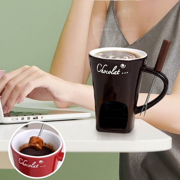 Ceramic Chocolate Fondue Cup, Household Cheese Melting Stove, Candle Heating Pot, Fondue Set for Melting Chocolate, Cheese or Dessert in Home Kitchen