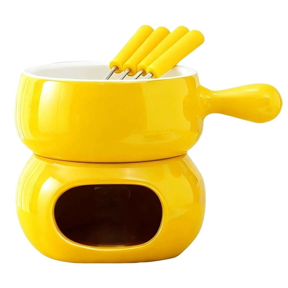 Ceramic Chocolate Fondue Melting Cups with 4 Pcs Fork, Separable Mug & Base Design, Mini Fondue Set for Chocolate, Cheese & Desserts, Personal Gift for Date Night, Anniversary, Birthday, Wedding