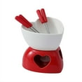 thumbnail image 1 of Ceramic Chocolate Heart-Shaped Fondue Cup， Heart Fondue Pot Set Ceramic Fondue Mug with 2 Forks Personal Fondue Mugs Melting Pot for Cheese Butter Suitable for Valentines Day Home Wedding, 1 of 7