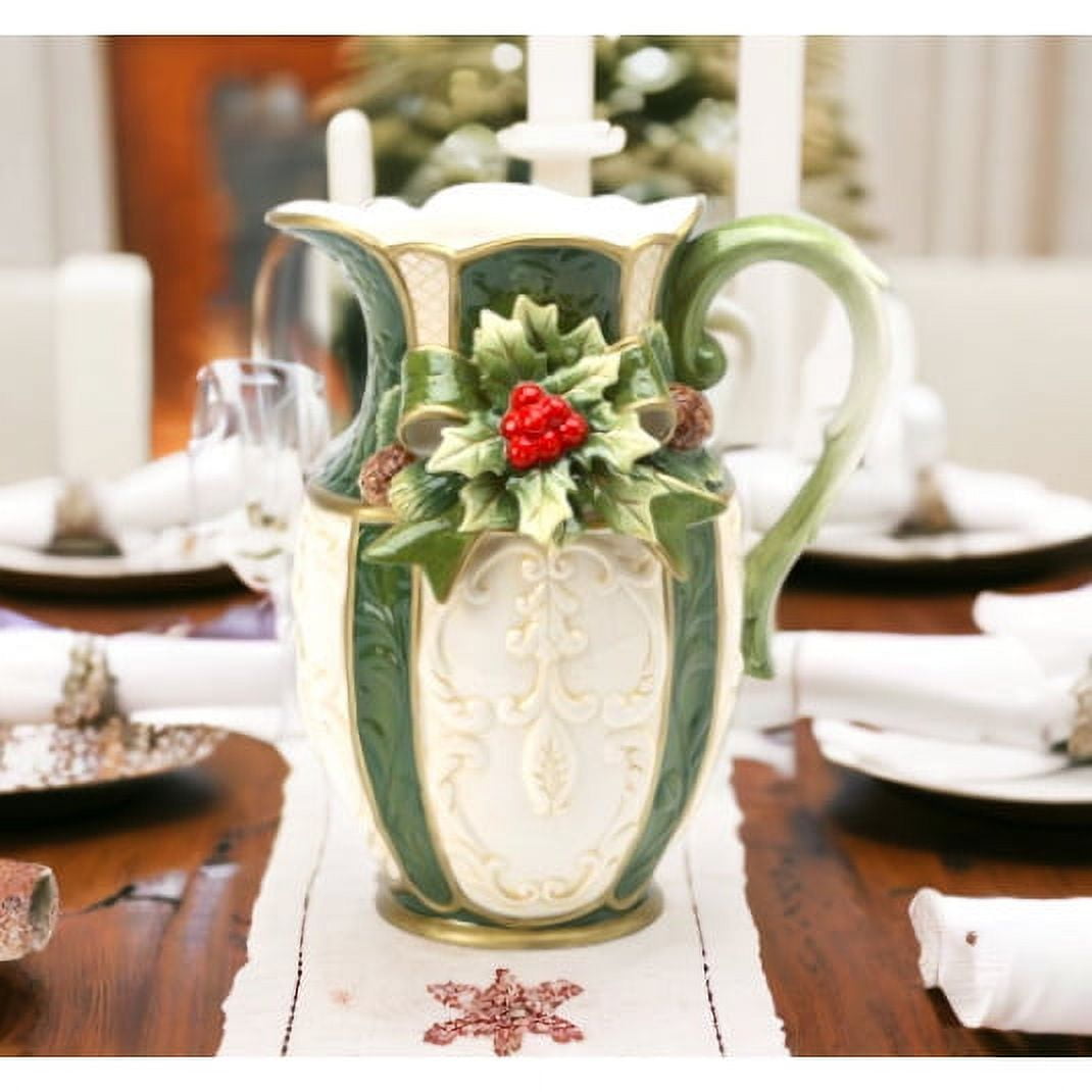 Pitcher large 1 gallon glass Christmas holly pitcher xmas - general for  sale - by owner - craigslist