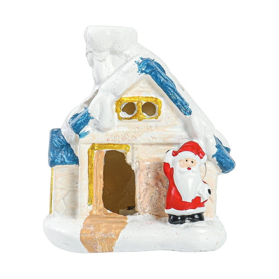 Ceramic Christmas House Decoration with Santa Claus Figurine, Hand-Painted Holiday Ornament, Winter Tabletop Decor for Home, Office, or Party Display, Festive Seasonal Collectible Gift Idea