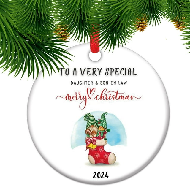 Ceramic Christmas Ornament 2024, MMF7 Daughter & Son in Law Gift from
