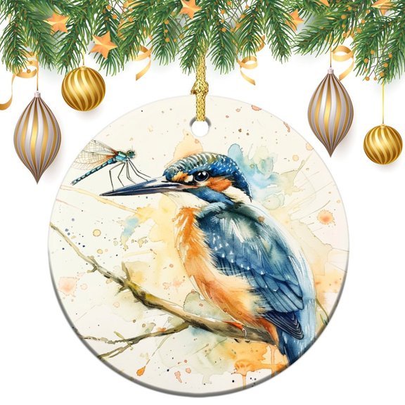 Ceramic Christmas Ornament Birds And Dragonflies 2024 Christmas Ornaments Christmas Decorations Ceramic Ornaments Colorful Bird On A Tree Branch Ceramic Ornament