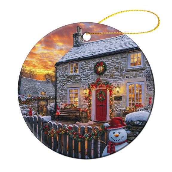 Ceramic Christmas Ornament Christmas Cottage Holiday Christmas Decor Ceramic Ornament Christmas Eve Cottage Ornament Christmas Ornaments for Christmas Tree Decorations