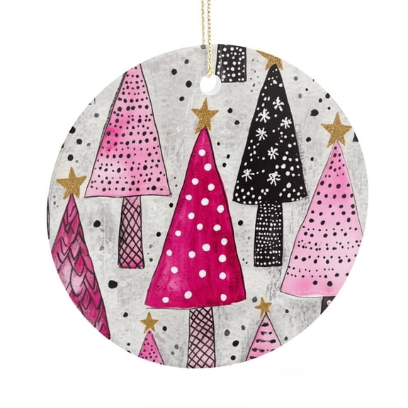 Ceramic Christmas Ornament Christmas Tree Stars Decoration Christmas Decor Ceramic Ornament Hanging Christmas Decorations Xmas Party Supplies Pink Xmas Trees Merry And Bright Ceramic Ornament