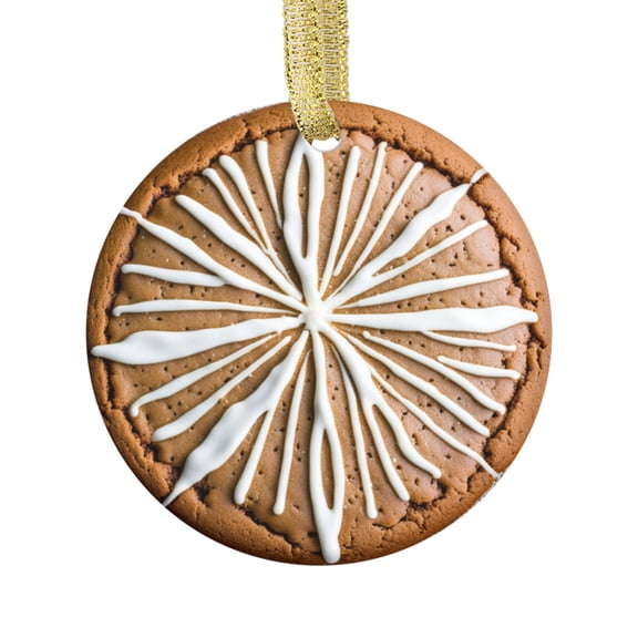 Ceramic Christmas Ornament (Flat Design - NOT 3D,) of a Gingerbread Cookie Delicious Foodie Snack Dessert for Caramel Biscuit Cookies Lover Food Novelty Xmas Tree Ornaments Gifts