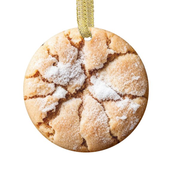 Sugar Cinnamon Snickerdoodle Crinkle Cookie Snack Dessert for Cookies Food Lovers Foodie Novelty Holiday Christmas Ornament Xmas Tree Gift (Flat Design Printed on Ceramic, Not 3D)