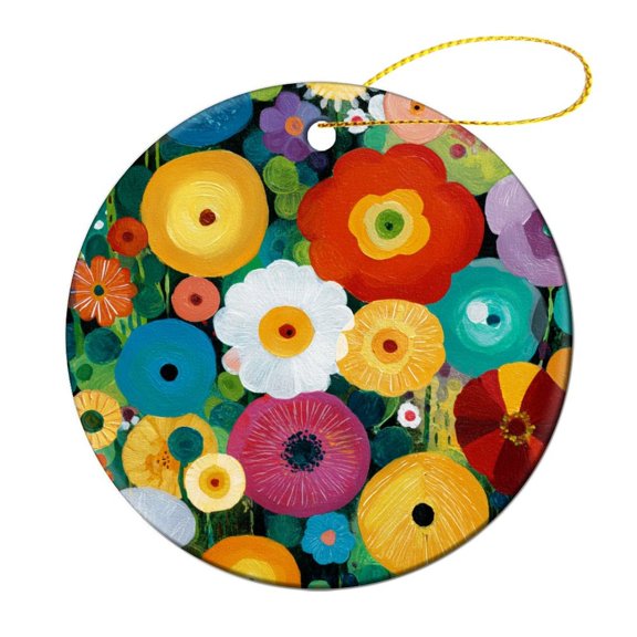 Ceramic Christmas Ornament Flower Garden Poppies 2025 Xmas Ornaments Wildflowers Seasonal Ornament Christmas Tree Gifts Gift Ideas for Home Decor