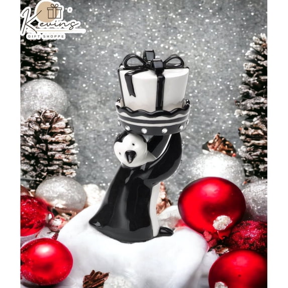 Ceramic Christmas Penguin Salt and Pepper Shakers Hand Painted Gift