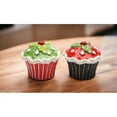 thumbnail image 1 of Ceramic Christmas Salt and Pepper Shakers Holly Cupcake 2.875 Inch Holiday Decor, 1 of 3