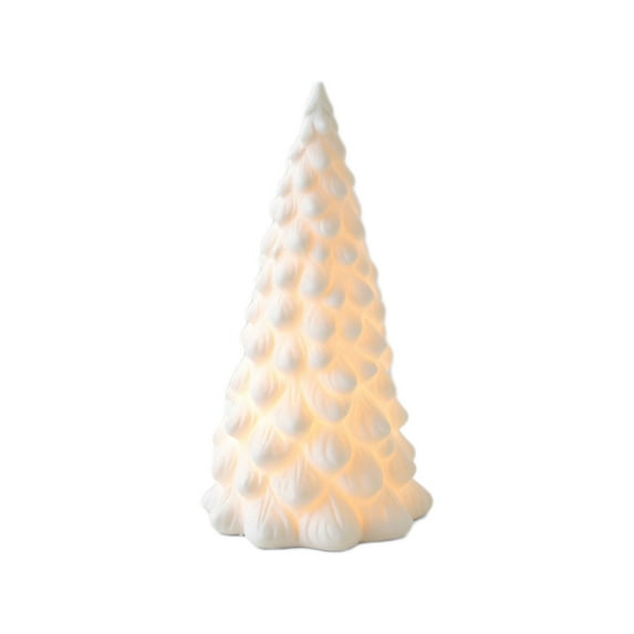 Ceramic Christmas Tree Decoration, White Light Up Porcelain Christmas Trees, Tabletop Trees Figurines for Modern Home Holiday Decoration (15.8Cm)