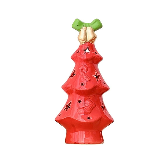 Ceramic Christmas Tree Desktop Ornament Household Decoration for Home Holiday Scene Setup Gift Idea Small Festive Decor Red Color Elegant Design for Tabletop Display