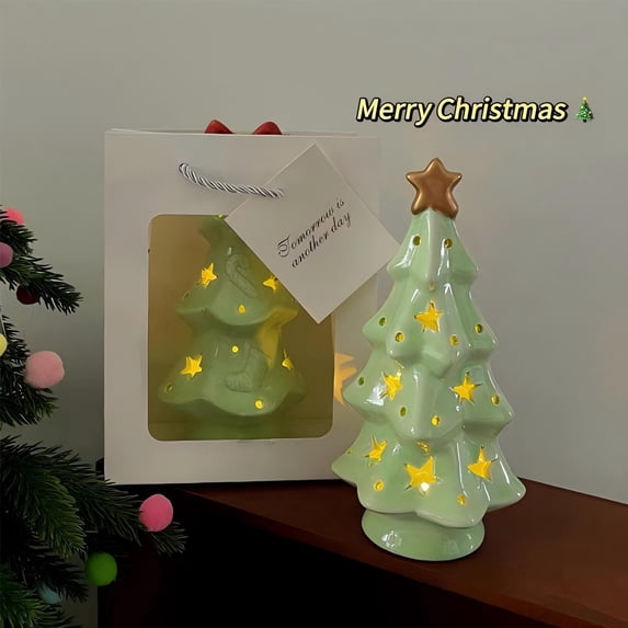 Ceramic Christmas Tree Night Light Festive Illuminated Star
