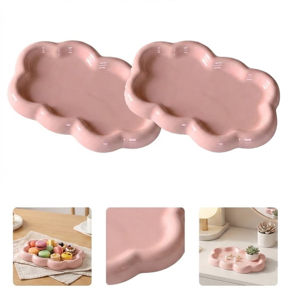 Ceramic Cloud Shaped Jewelry Tray, 19x13cm Cute Aesthetic Trinket Dish for Vanity, Ring, Earrings, and Dessert Serving