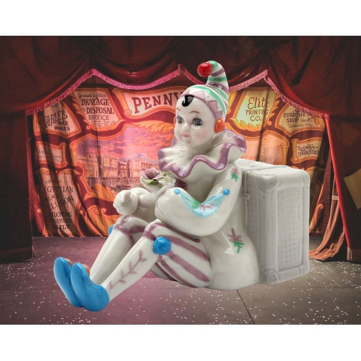 Ceramic Clown Music Box 6.25" Circus Decor Home Accent