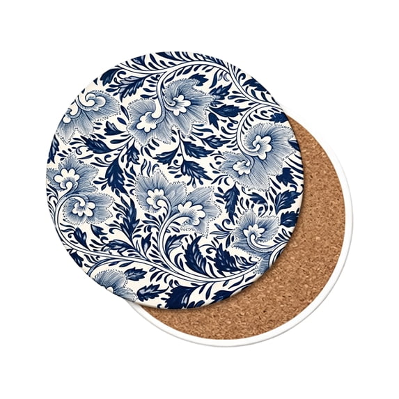 Ceramic Coasters with Absorbent Surface and Soft Cork Bottom for Table Protection and Heat Insulation for Coffee Mugs and Cold Drinks in Modern Patterns