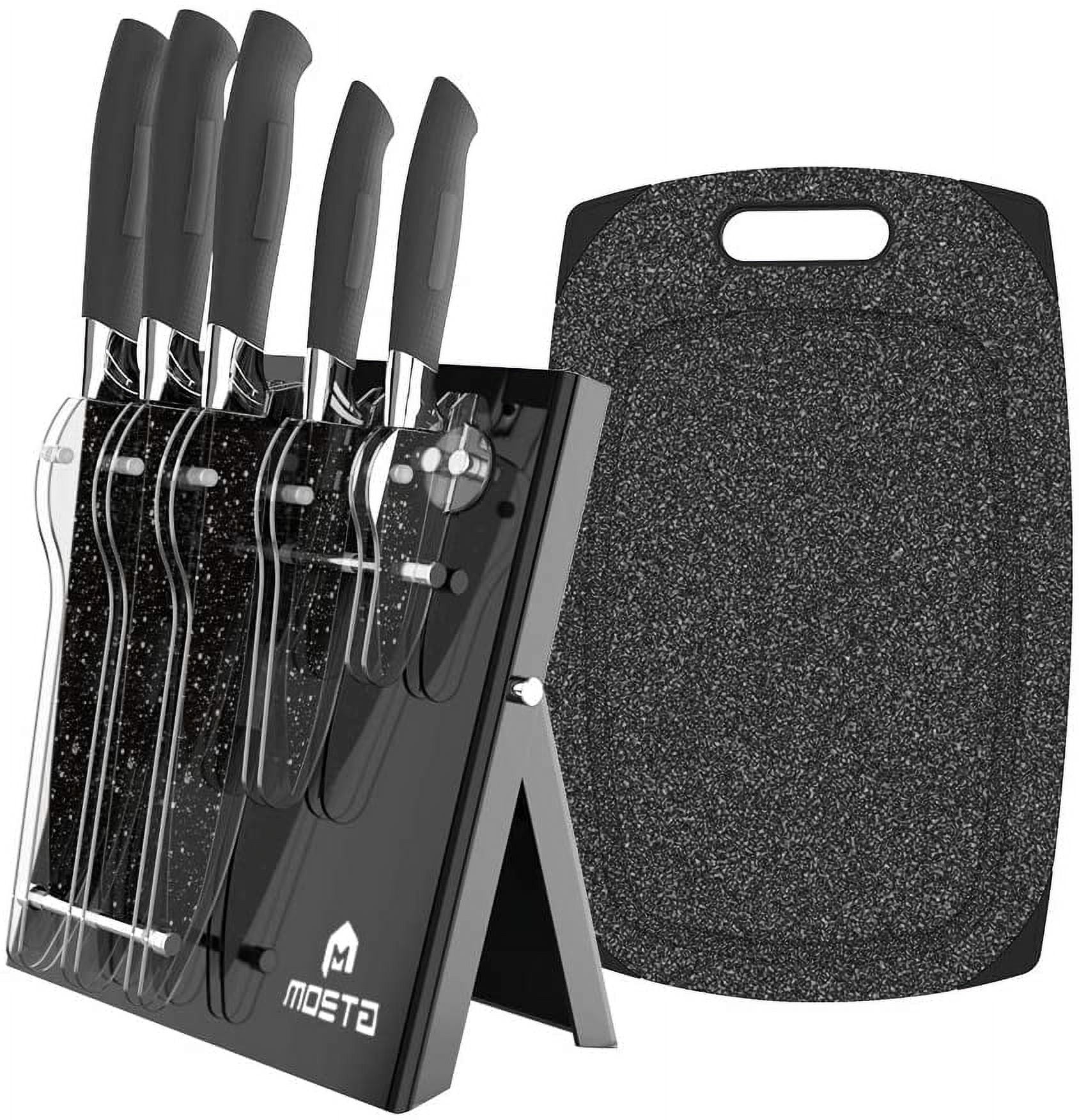 Serrated Royal Blue 5-Piece Ceramic Knife Set with 5 inch Serrated Knife, Kitchen Knife Set. Includes 3, 4, 5, 6 Ceramic Knives, Matching Sheaths and