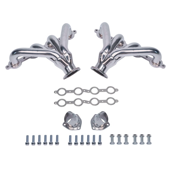MOTOXIMA Steel Ceramic Coated Block Hugger Headers for LS1 LS2 LS6 Swap Trucks SUVs Hot Rods