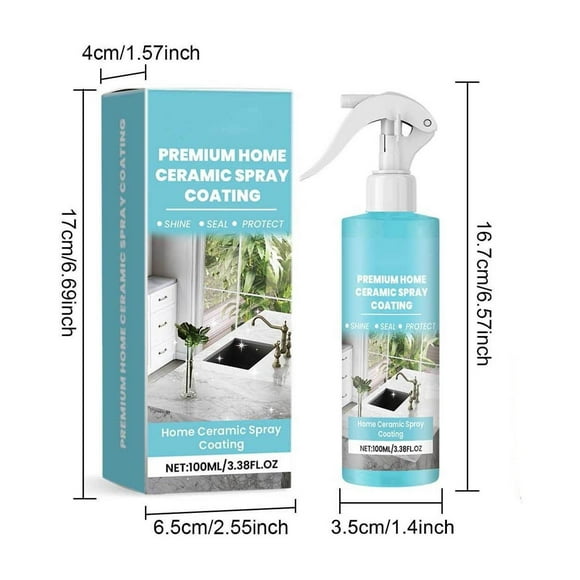 Ceramic Coating Spray Ceramic Tile Coating Spray - Indoor Water Repellent Protective Sealer for Countertops & Tiles, Stain Guard with Easy Spray Application, 100ml Tile Sealant