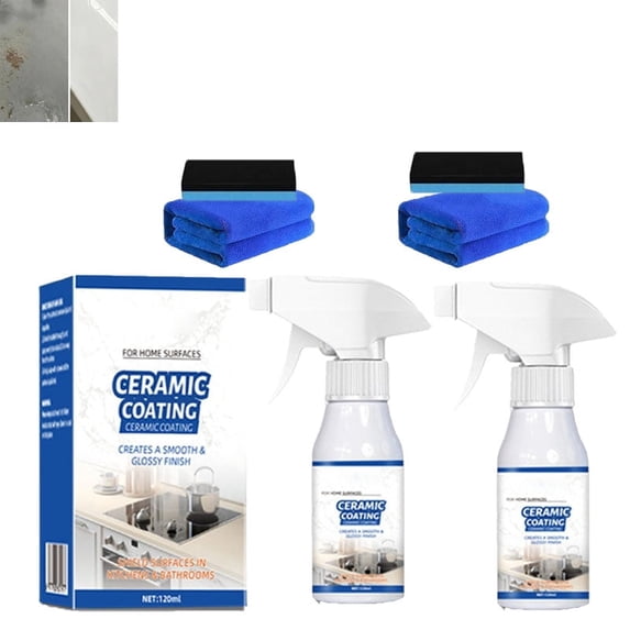 Ceramic Coating Spray For Home, Ceramic Coating For Home Surface Protector Spray, Multi-Surface Quick Tech Shield & High Gloss Sealer, Water Stain Repellent, For Stove Top, Mirror, Porcelain (2PC)