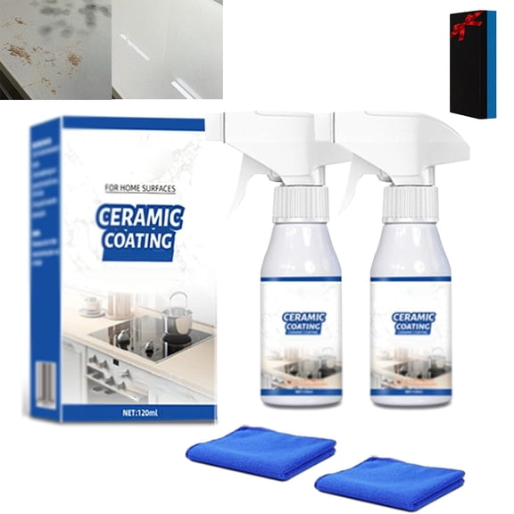 Ceramic Coating Spray for Home, Home Ceramic Coating Spray Kit for Stove Top, Shower Glass, Countertop, Tile, Seal Protect Kitchen & Bath Surfaces (2PCS)