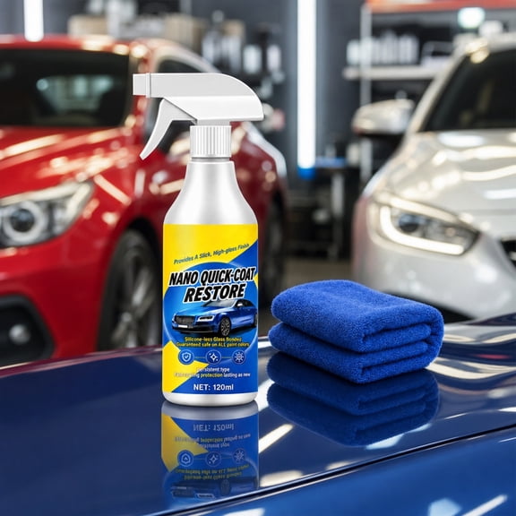Ceramic Coating Spray Kit, High Gloss Paint Protection Formula, Long Lasting Surface Shield, Hydrophobic Finish Enhancer, Automotive Detailing Solution With Microfiber Towel, 120ml