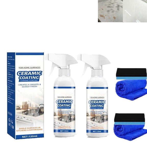 Ceramic Coating Spray for Home, 120ml Ceramic Coating for Home Surface Protector Spray, For Stove Top, Shower Glass, Countertop, Tile (2PCS)