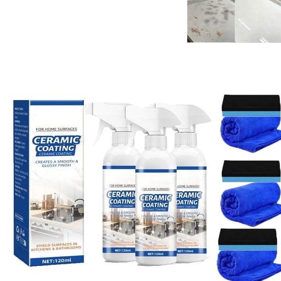 Ceramic Coating Spray for Home, 120ml Ceramic Coating for Home Surface Protector Spray, For Stove Top, Shower Glass, Countertop, Tile (3PCS)