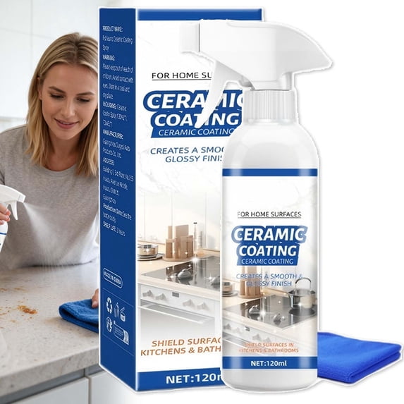 Ceramic Coating Spray for Home, 120ml Ceramic Coating for Home Surface Protector Spray, For Stove Top, Shower Glass, Countertop