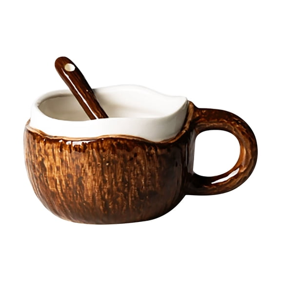 Ceramic Coconut Shaped Mug For Coffee Milk Smoothie Breakfast Tea Living Room Bedroom Use Unique Design Durable Cup