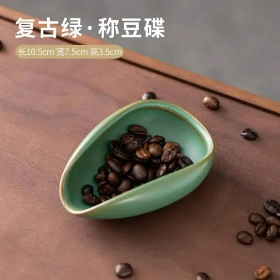 Ceramic Coffee Bean Dosing Cup Tray - Pottery Espresso Scoop for Precision Coffee Brewing