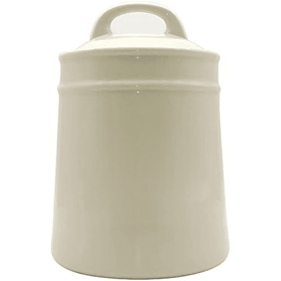 Ceramic Coffee Canister Jars,Airtight Coffee Storage Container with Handle Lid,Ceramic Food Storage Jars for Coffee Beans,Vacuum Sealed Vintage Kitchen Canisters Large,8.5 inches (Beige)