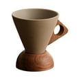 thumbnail image 1 of Ceramic Coffee Cup Mug and Acacia Wooden Saucer Set, 8 oz Ceramic Cup for Espresso Latte Cappuccino Tea, Wooden Handle Mug Set Unglazed Porcelain Arty Mug (Natural Earthiness Finish) 250ml, 1 of 4