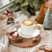 Ceramic Coffee Cup and Saucer Set, Designer Hexagonal Mug with Wooden Handle, Exquisite High-Value Mug, Ideal Gift for Coffee Tea Lovers