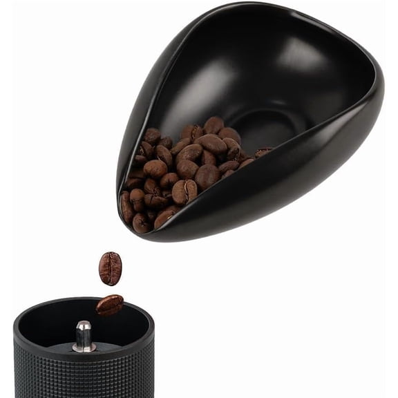 Ceramic Coffee Dosing Cup & Tea Storage Tray, Single Dose Measuring Container for Coffee Beans & Loose Leaf Tea Dosing Vessel, Black